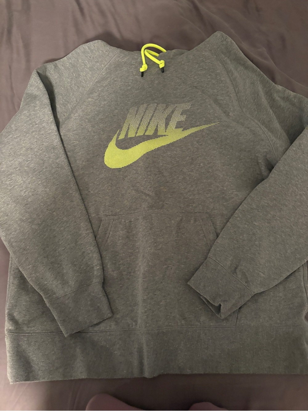 Nike Gray Crewneck Sweatshirt with Neon Green Logo